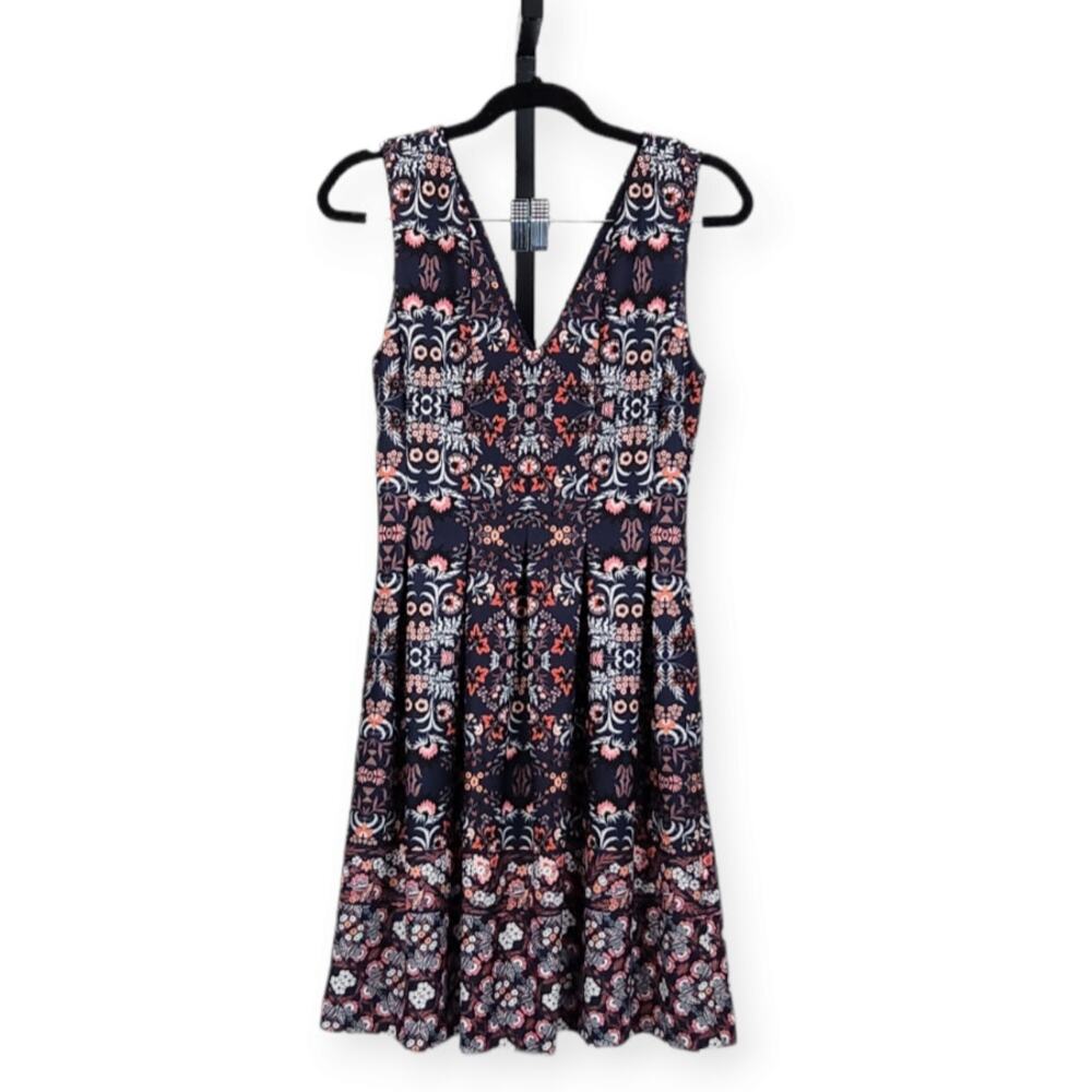 Vince Camuto Fit & Flare Mini Scuba Dress Sleeveless Floral Women's Size 0